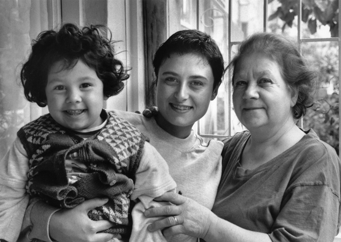 Asli Seçim with her maternal grandmother, Mürvet Güngör, and cousin; Bursa, Turkey, 1994.